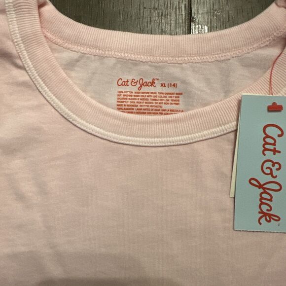 Boys' Short Sleeve Relaxed Fit T-Shirt - Cat & Jack™ Pink XL: Cotton Jersey. AA - Picture 3 of 4